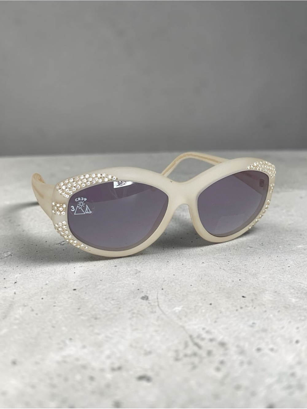 Vintage 70/80’s Nina Ricci Rhinestone Cat-Eye Sunglasses in clear tone